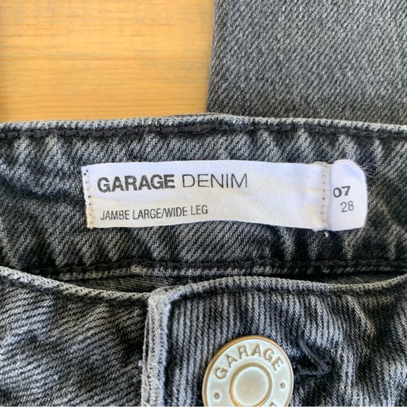 Garage Jambe Wide Leg High Waist Jeans Black Denim - Picture 4 of 4